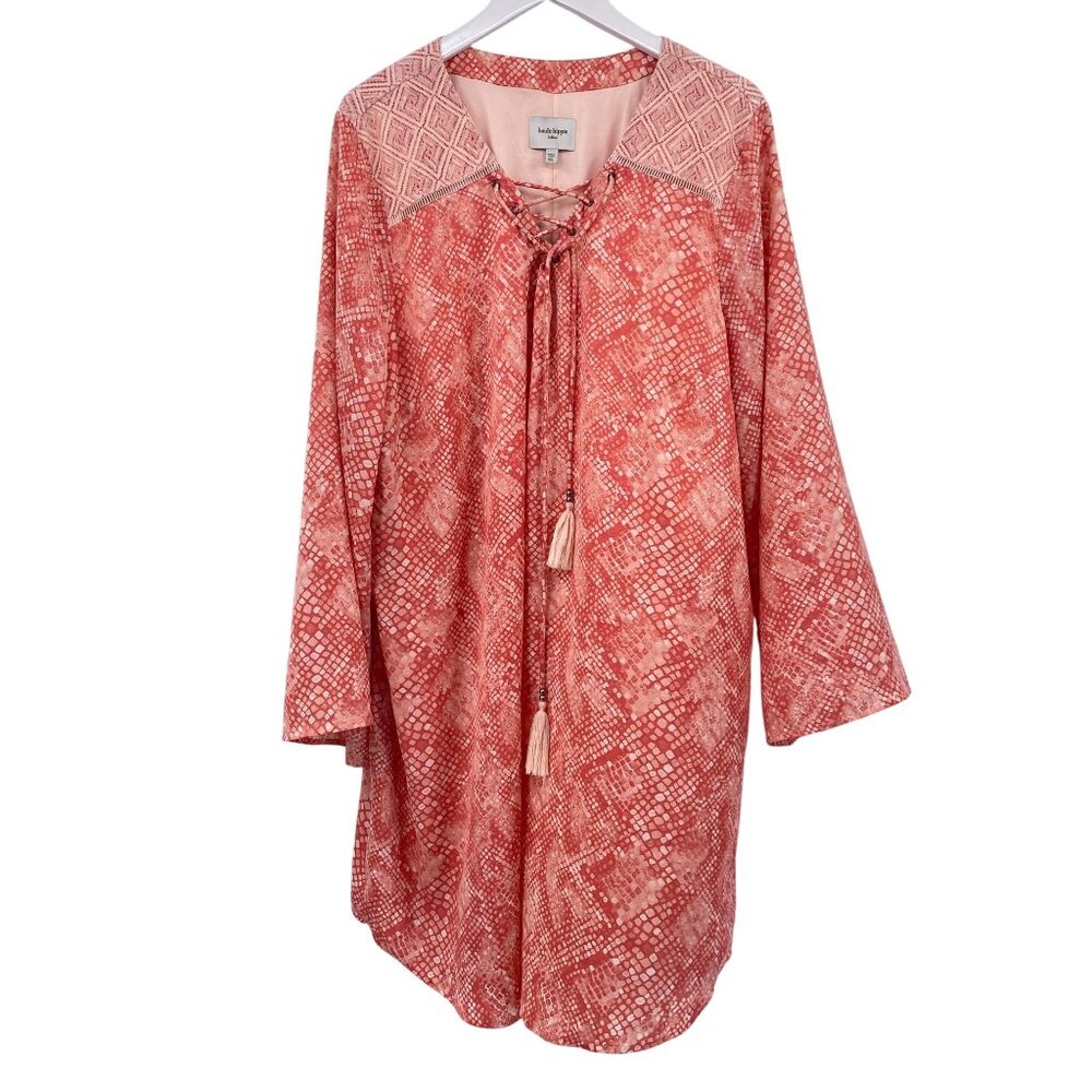 Haute Hippie Lace-Up Shift Dress Women’s Size‎ XL Snake Print Boho swim cover up